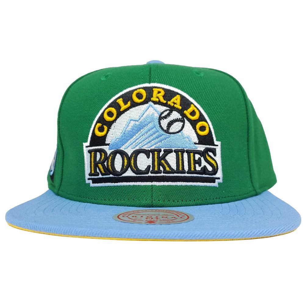 Colorado Rockies Mitchell‎ & Ness MLB Snapback Hat Cap 3D Logo Green Blue NWT